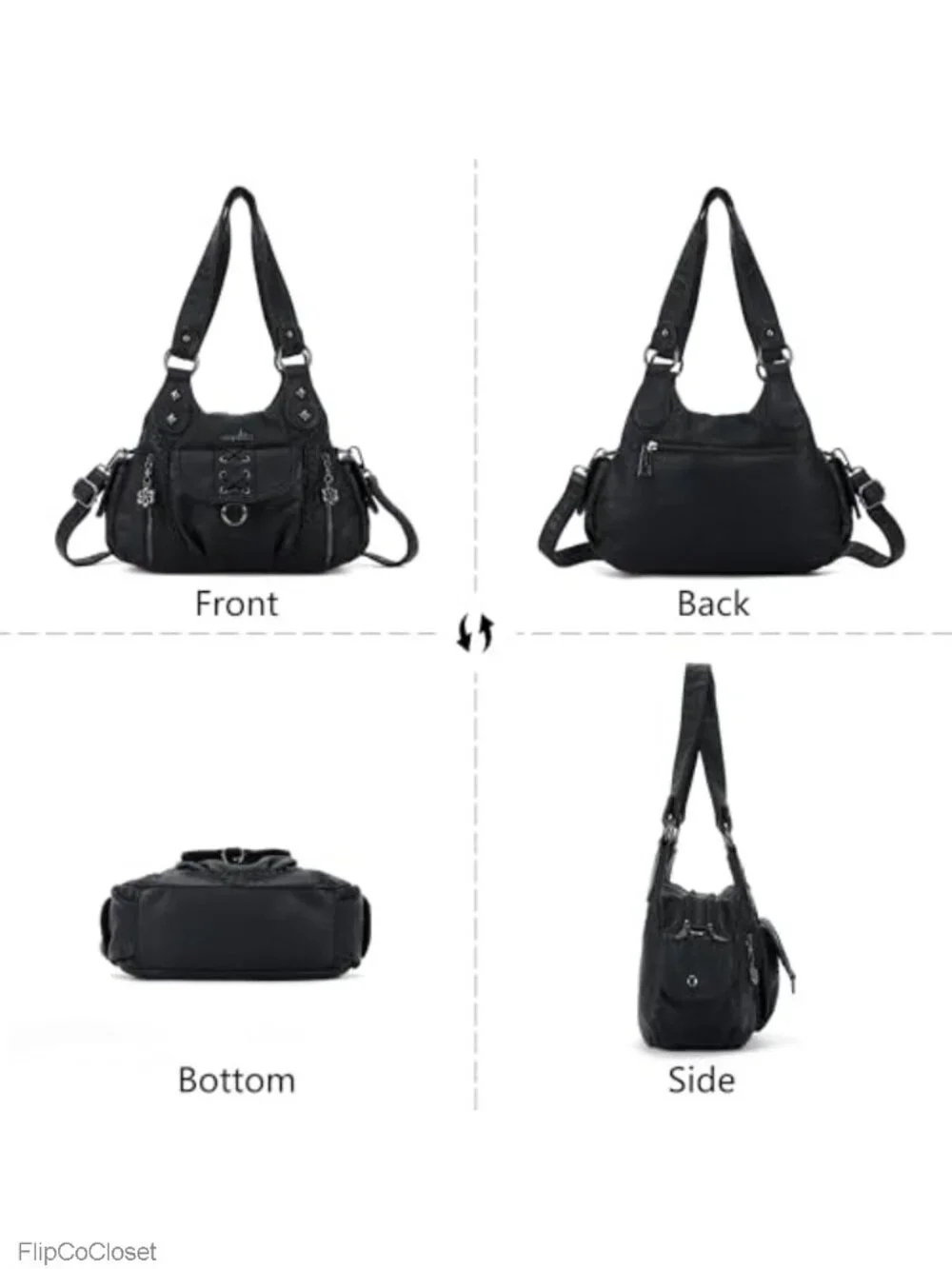 Vegan Leather Hobo Shoulder Bag Multi-Pocket Crossbody
